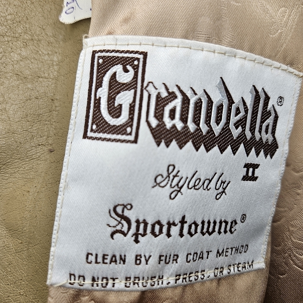Vintage 60s Grandella tan heavy classic faux fur coat pockets satin lined sz 10 - Picture 5 of 16